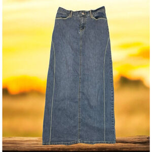 Hi Jeans Denim Maxi Jean Skirt Women's Size 7/8 Western Boho Modest Y2K 90’s